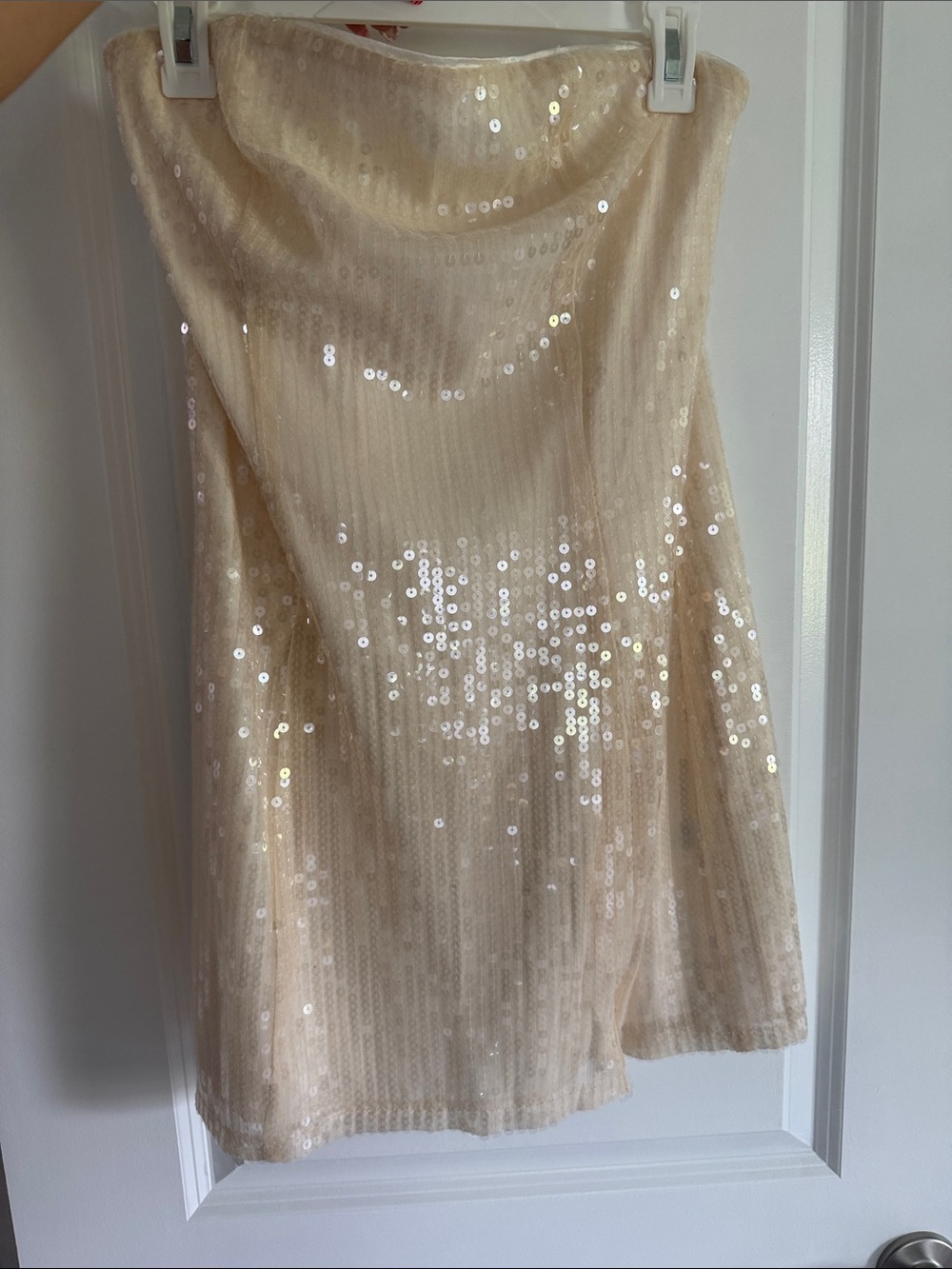 Storia Cream Sequin A-Line Skirt